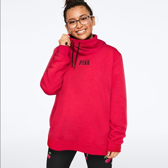 PINK Victoria's Secret Sweaters - NWT Victoria’s Secret PINK Sherpa Pullover L Red